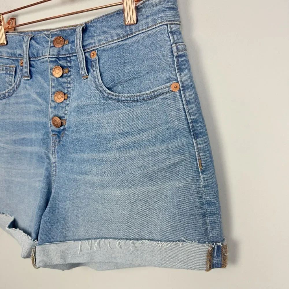 MADEWELL | Exposed Button Fly Denim Jean Shorts Cuffed Raw Hem Women’s Size 26 - Picture 4 of 9
